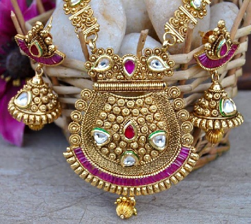 Kundan and Ruby Rold Gold Necklace