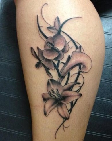 Thigh orchid tattoo  Orchid tattoo Leg tattoos women Hip tattoos women