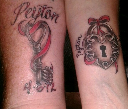 Lock and Key Tattoo with Names
