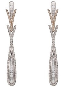 Oval Drop Long Diamond Earrings