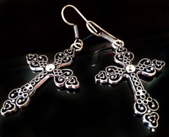 Oxidised Rosary Ear Rings