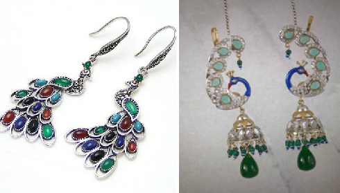 Peacock Design Silver Earrings