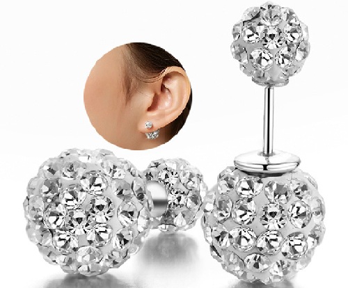 Silver Shamballa Earrings