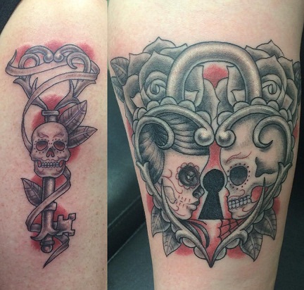Skeleton Key and Lock Tattoo