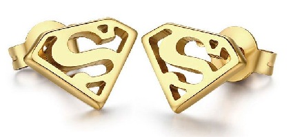 Super Hero Gold Earrings Men