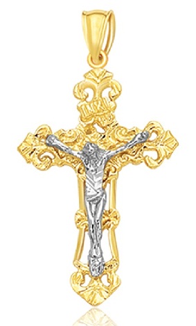 Two Tone Cross Gold Pendant for Men and Women