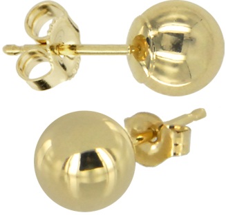 Womens Ball Studs in Yellow Gold