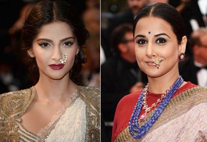 Indian Designer Nose Rings in White Gold