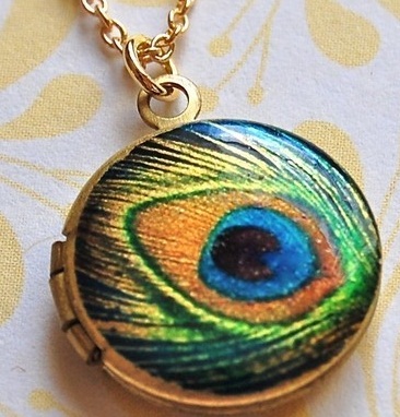 Gold Peacock Feathered Design Lockets
