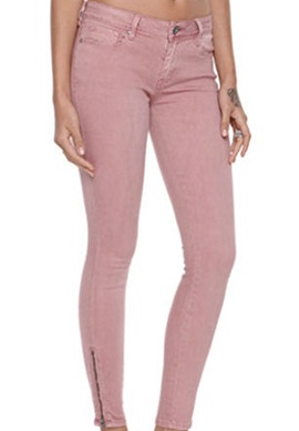 Light Pink Zippered Jeans