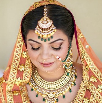 Punjabi Style Bridal Nose Ring Design in Gold