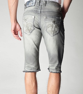 Straight Fit Stretch Blasted Jean Short