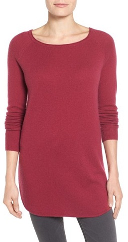 Halogen – Shirttail Wool and Cashmere Boat Neck Tunic