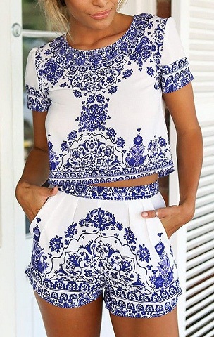 Mama Couture - Blue Check-Printed Shorts