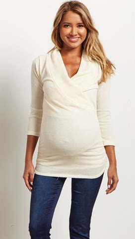Maternity Clothes for Women Short Sleeve Criss Cross V Neck Tunic Tops Backless Pregnancy Top Blouse Shirt 