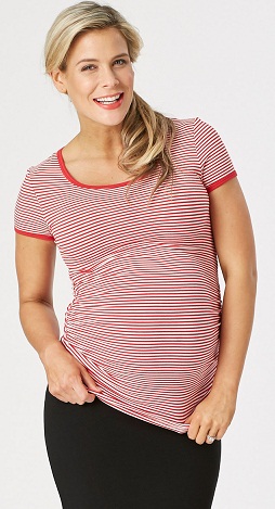 Stripes Maternity Tee in Pink