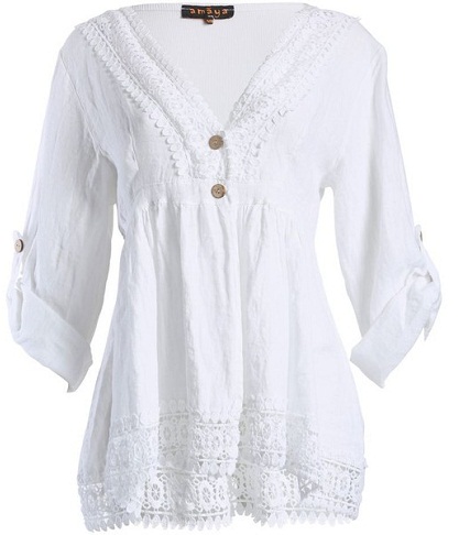 White Embroidered Tunic Top
