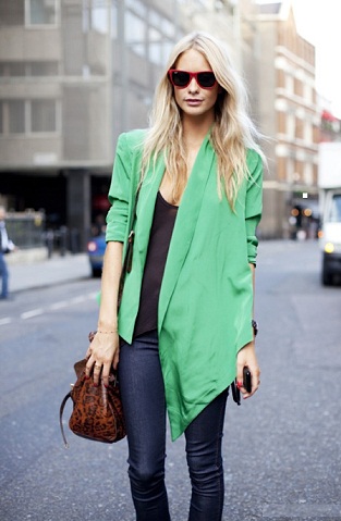 Women's Asymmetrical Green Blazer