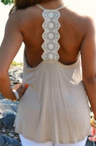 Chic lace backless tank top