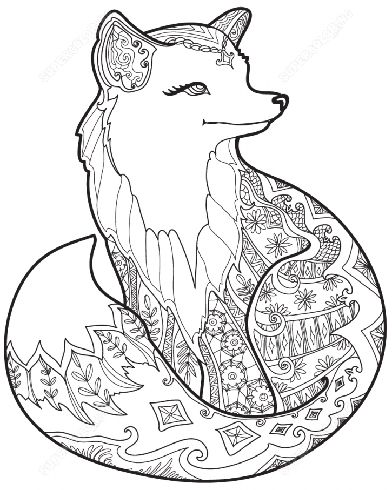 Fox Adult Animals Coloring Page