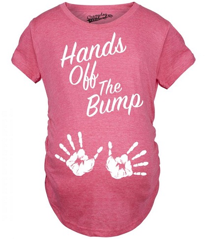 Hands off The Bump Pink Hand Prints Maternity Shirt