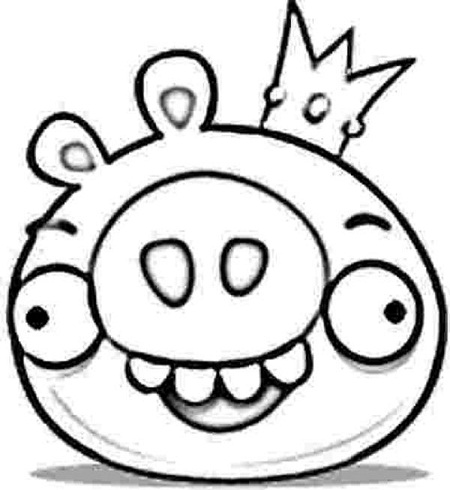 King Pig Angry Bird Colouring Page