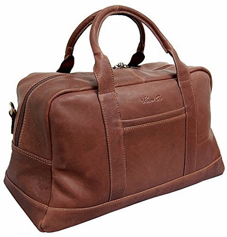 Leather Duffle Bag with Top Zip