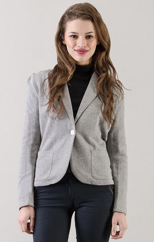 Women's Short Blazer in Light Grey