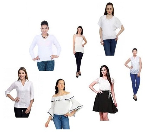 New Styles of Ladies Tops in White Colour