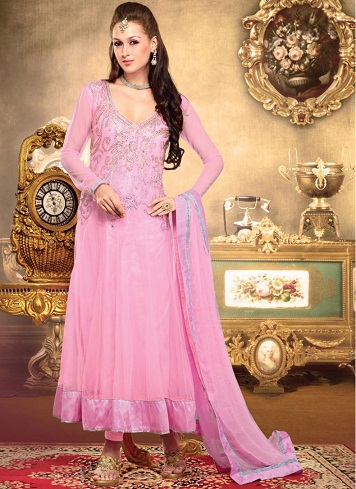Long Anarkali Salwar Suit in Pink Color