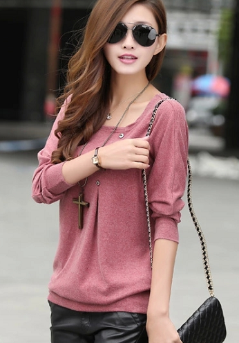 Full Sleeves Girls Designer Top in Pink Colour