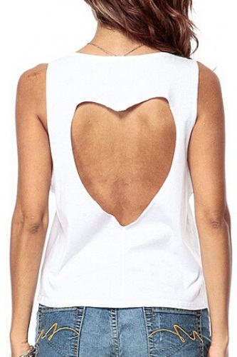 The White Heart Shaped Backless Top