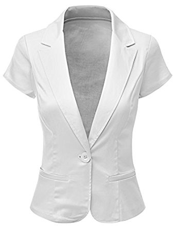 White Short Sleeves Blazer for Women