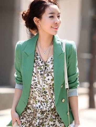 Women's Green Colour Blazer