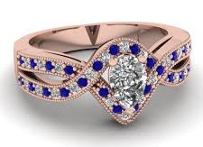 18 K Rose Gold with Blue Sapphire
