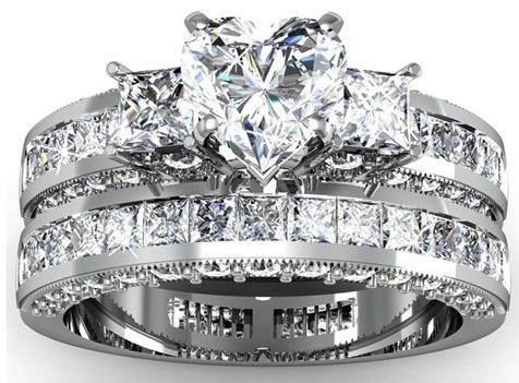 3 Diamond Set Couple Rings