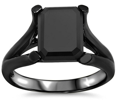 Full Black Diamond Solitaire Ring