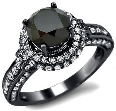 Black Rounded Diamond Engagement Ring