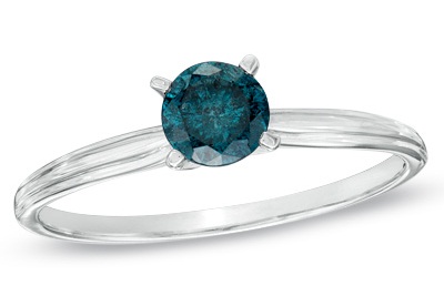Blue Diamond Solitaire Ring