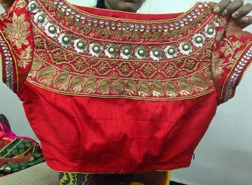 9 Latest Maggam Work Designs for Pattu Saree Blouses