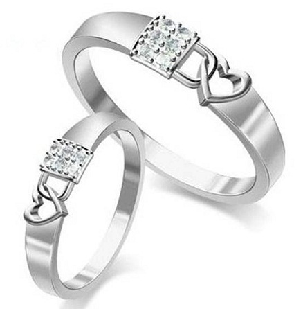 Couples Heart Lock Ring Set