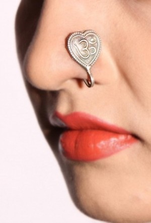 Designer “Om” Engraved Silver Nose Ring