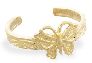 Elegant Butterfly Gold Toe Rings