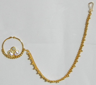 Gold Nose Ring with Chain