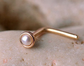 Gold Nose Rings with Pearls