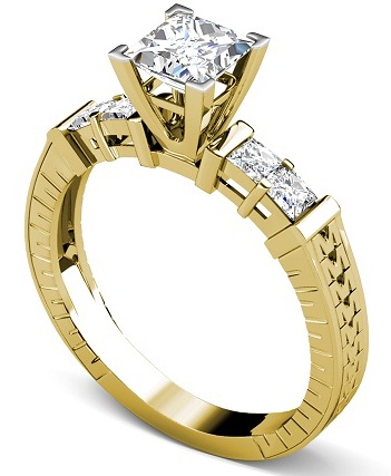 Gold Princess Cut Diamond Engagement Ring