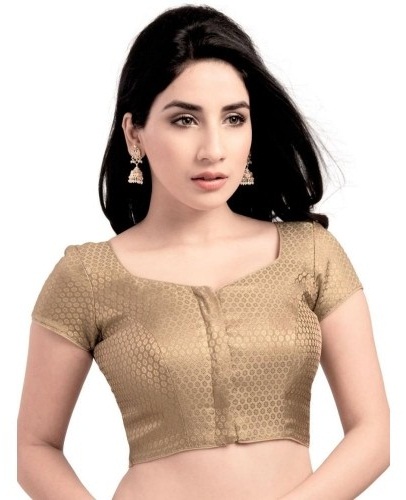 Golden-Square Neck Readymade Blouse