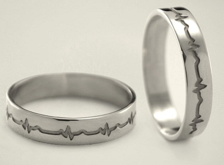 Heartbeat Silver Couple Rings