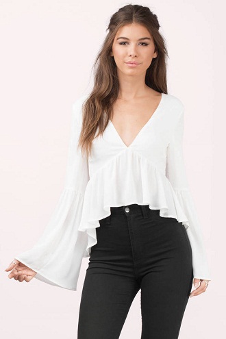 Lace up White Blouse