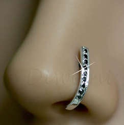 Long Black Diamond Nose Ring